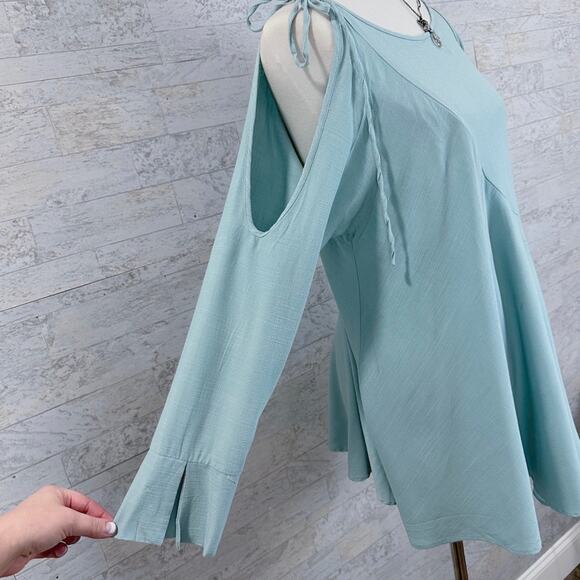 Free People Clear Skies mint long sleeve cold shoulder tunic dress - Picture 5 of 8